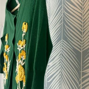 Beautiful three quarter length, embroidered sweater